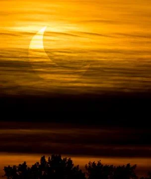 Annular eclipse over Montreal sky Stock Photos