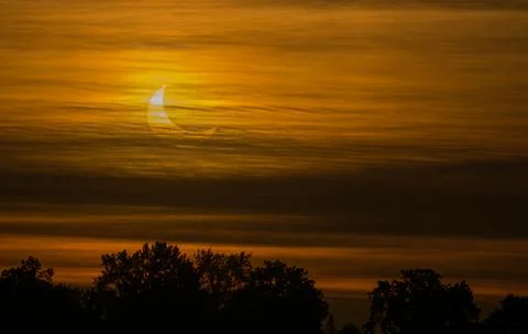 Annular eclipse over Montreal sky Stock Photos