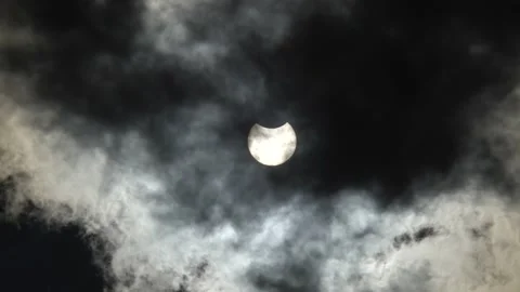 Annular Partial Solar Eclipse 4K Video Stock Footage 155446366
