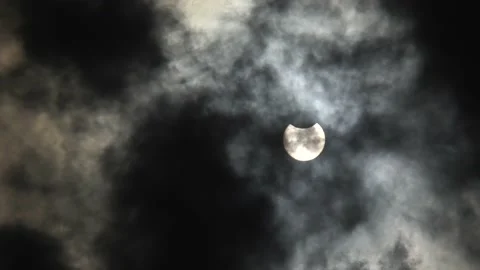 Annular Partial Solar Eclipse 4K Video Stock Footage 155446605