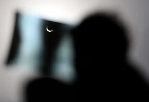 Annular partial solar eclipse making 'ring of fire' effect seen from northern In Stock Photos