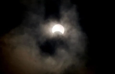 Annular partial solar eclipse seen from Bangalore, India - 21 Jun 2020 Stock Photos