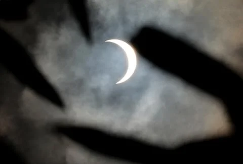 Annular partial solar eclipse seen from New Delhi, India - 21 Jun 2020 Stock Photos