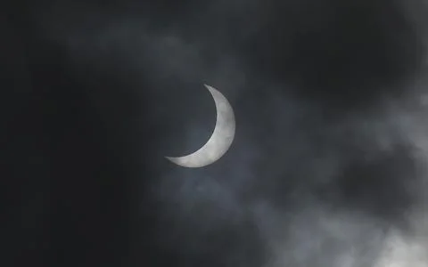 Annular partial solar eclipse seen from New Delhi, India - 21 Jun 2020 Stock Photos