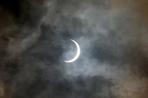 Annular partial solar eclipse seen from New Delhi, India - 21 Jun 2020 Stock Photos
