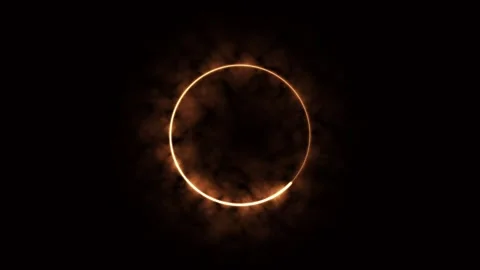 Annular solar eclipse with glowing orange ring and smoke. Solar eclipse moo.. Stock Footage 337130698