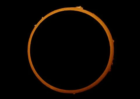 Annular solar eclipse isolated on black background. Stock Photos