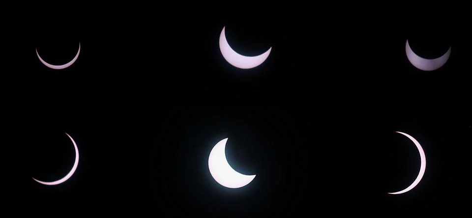 Annular solar eclipse making 'ring of fire' effect seen from northern India, New 库存照片