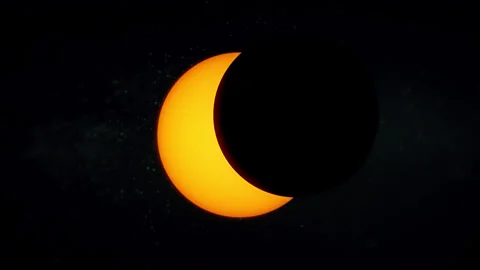 Annular solar eclipse nearing its totality as seen - solar eclipse, art video Stock Footage 136926868