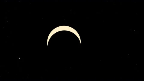 Annular solar eclipse nearing its totality as seen - solar eclipse, art video Stock Footage 136926948