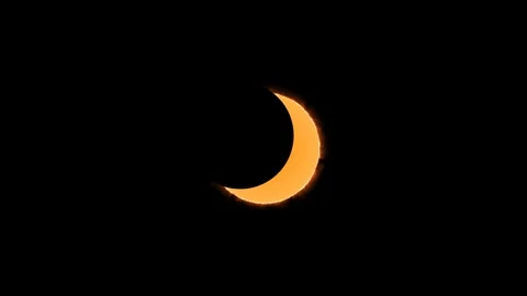 Annular solar eclipse orange light and solar flare moving from north west a.. Stock Footage 271076819