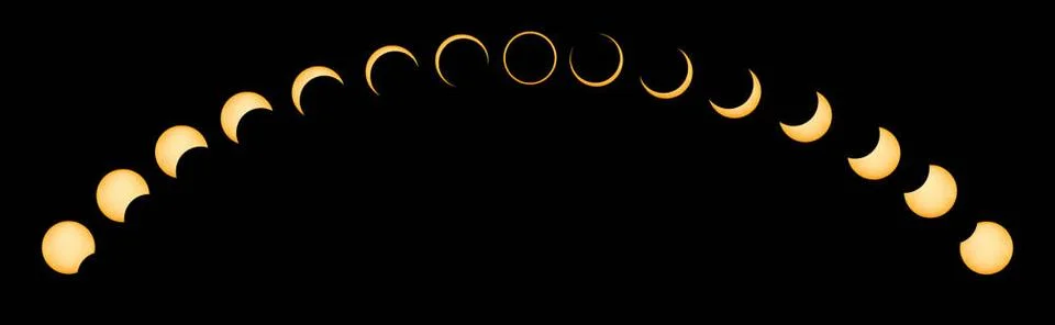 Annular Solar Eclipse Phases Annular Solar Eclipse, Phases of solar eclips... Foto stock