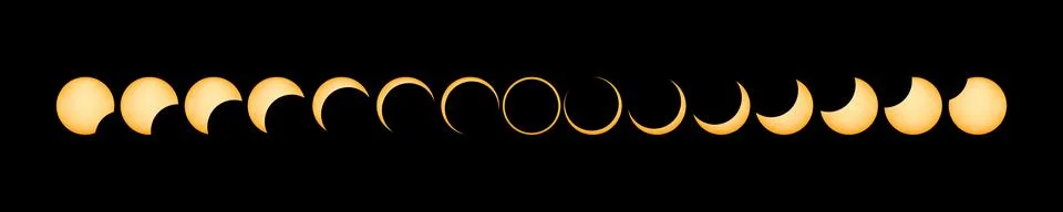 Annular Solar Eclipse Phases Stock Illustration