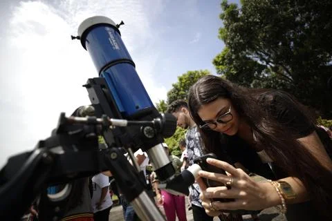 Annular solar eclipse from the province of Cocle, in Panama - 14 Oct 2023 Stock Photos