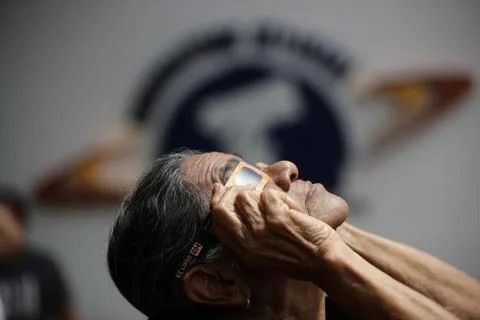 Annular solar eclipse from the province of Cocle, in Panama - 14 Oct 2023 Foto stock