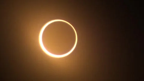 Annular solar eclipse in real time. Edge to Peak. 1920 x 1080 HD. Stock Footage 253201936