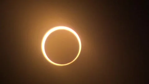 Annular solar eclipse in real time. Ending of Annularity 1920 x 1080 HD. Stock Footage 253202623