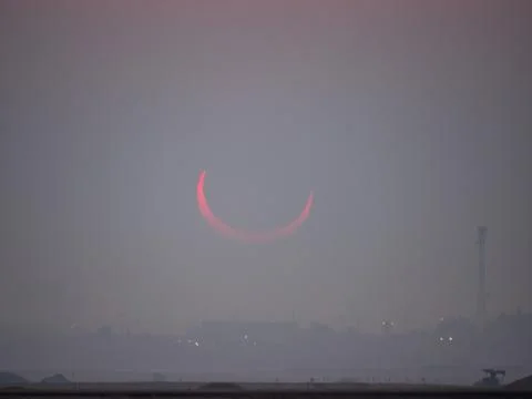 Annular Solar Eclipse of the Sun in Hofuf, Saudi Arabia Fotos Stock