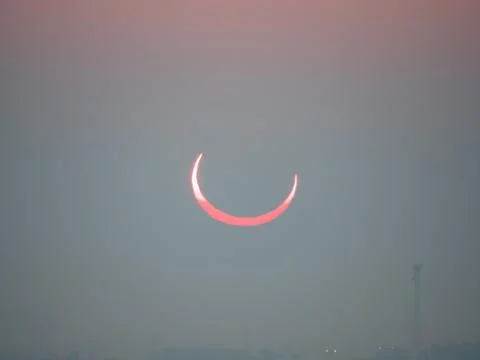 Annular Solar Eclipse of the Sun in Hofuf, Saudi Arabia Stock Photos