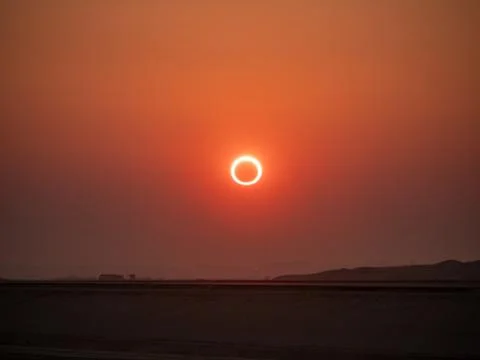 Annular Solar Eclipse of the Sun in Hofuf, Saudi Arabia Fotos Stock