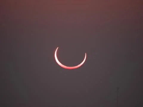 Annular Solar Eclipse of the Sun in Hofuf, Saudi Arabia Stock Photos