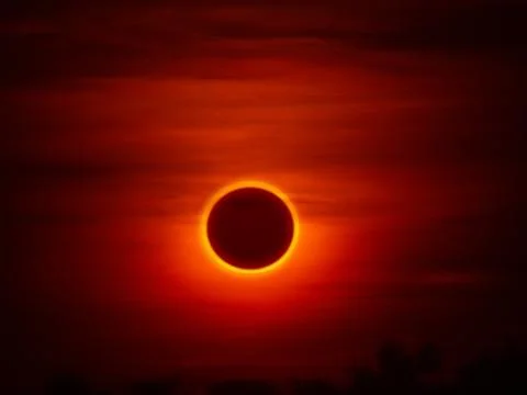 Annular Solar Eclipse of the Sun in Hofuf, Saudi Arabia Stock Photos