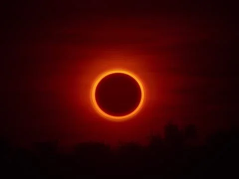 Annular Solar Eclipse of the Sun in Hofuf, Saudi Arabia Foto stock