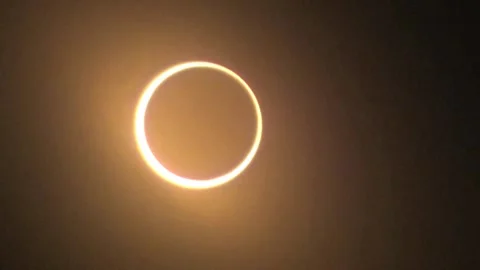 Annular solar eclipse time lapse. Edge to Peak. 1920 x 1080 HD. Stock Footage 253203553