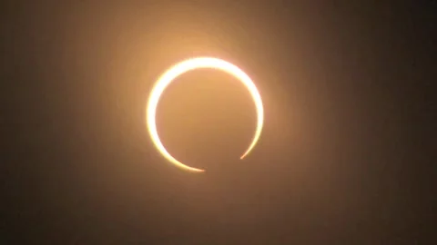 Annular solar eclipse time lapse. Ending of Annularity 1920 x 1080 HD. Stock Footage 253215047