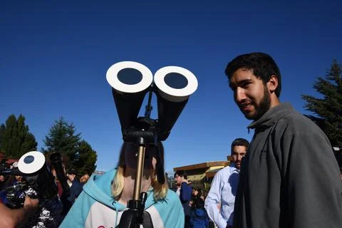 Annular sun eclipse from Chilean southern city of Coyhaique, Chile - 26 Feb 2017 Stock Photos