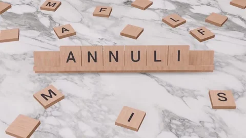 ANNULI word written on scrabble Видео 256965158