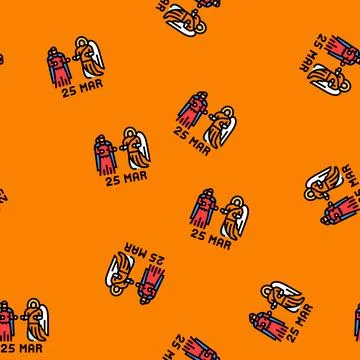 Annunciation feast catholic holiday vector seamless pattern Stock Illustration