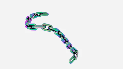 Anodized chain on a white background wriggles, demonstrating overflows of color Stock Footage 129731040