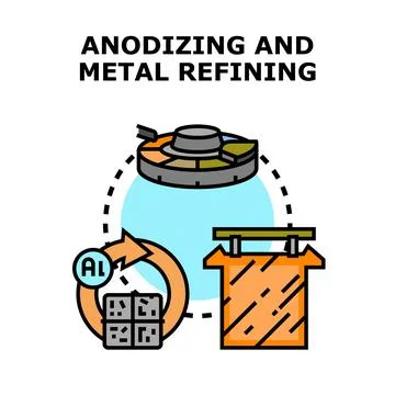 Anodizing and metal refining industrial process concept Stock Illustration