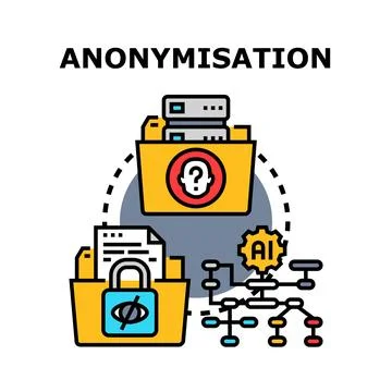 Anonymisation process protecting confidential human data privacy Illustrazione stock