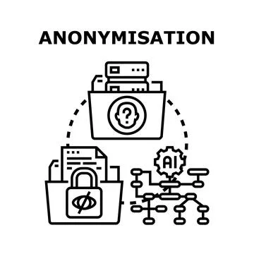 Anonymisation process protecting confidential human data privacy Stock Illustration