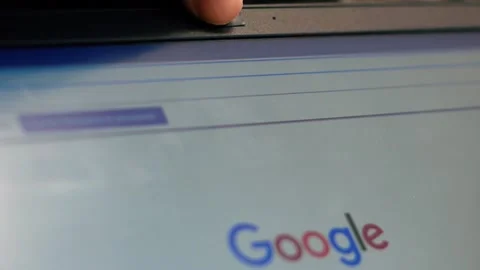Anonymity on the Internet concept. Google browser is on the laptop screen, the l Stock Footage 146825304