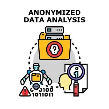 Anonymized data analysis concept analyzing secure information Stock Illustration
