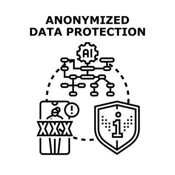 Anonymized data protection using artificial intelligence technology Stock Illustration