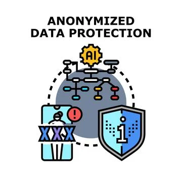 Anonymized data protection using artificial intelligence technology Stock Illustration