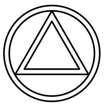 Anonymous Alcoholics symbol concentric circles equilateral triangles techni.. Stock Illustration
