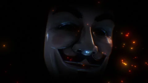 Anonymous Anonymous Guy Fawks Mask 02 With Embers Stock Footage 241029177
