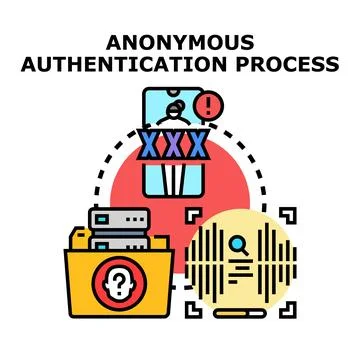 Anonymous authentication process for cybersecurity and private data Stock Illustration