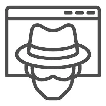 Anonymous browser line icon. Window with malefactor incognito net surfer. Data Illustrazione stock
