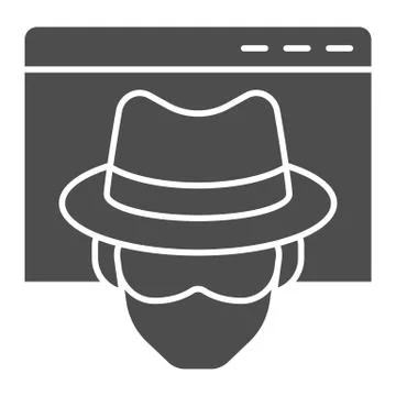 Anonymous browser solid icon. Window with malefactor incognito net surfer. Data Illustrazione stock