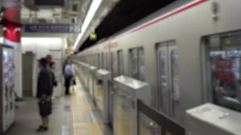 Anonymous Business People Enter Train at Tokyo Subway Station Stock Footage 269151253