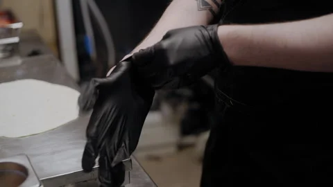 Anonymous Chef Prepares Lavash Dough - Close-Up Handheld Clip Stockbeeldmateriaal 307058083