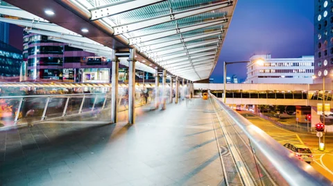 Anonymous city people night timelapse. HD Wide Shot. Stock Footage