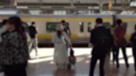 Anonymous Commuters Waiting For Train in Tokyo, Japan Stock Footage 269085645