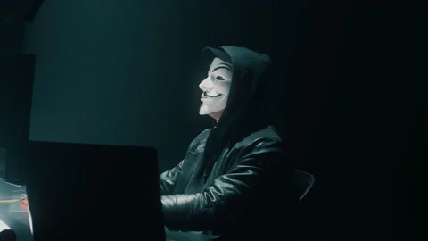 Anonymous computer trespasser hacking database Stock Footage 170229670
